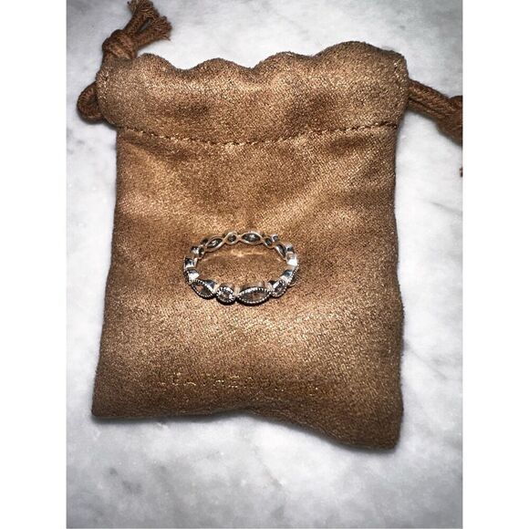 Pandora Sterling Silver CZ Eternity Band Ring sz 8 1/4 - Picture 5 of 8